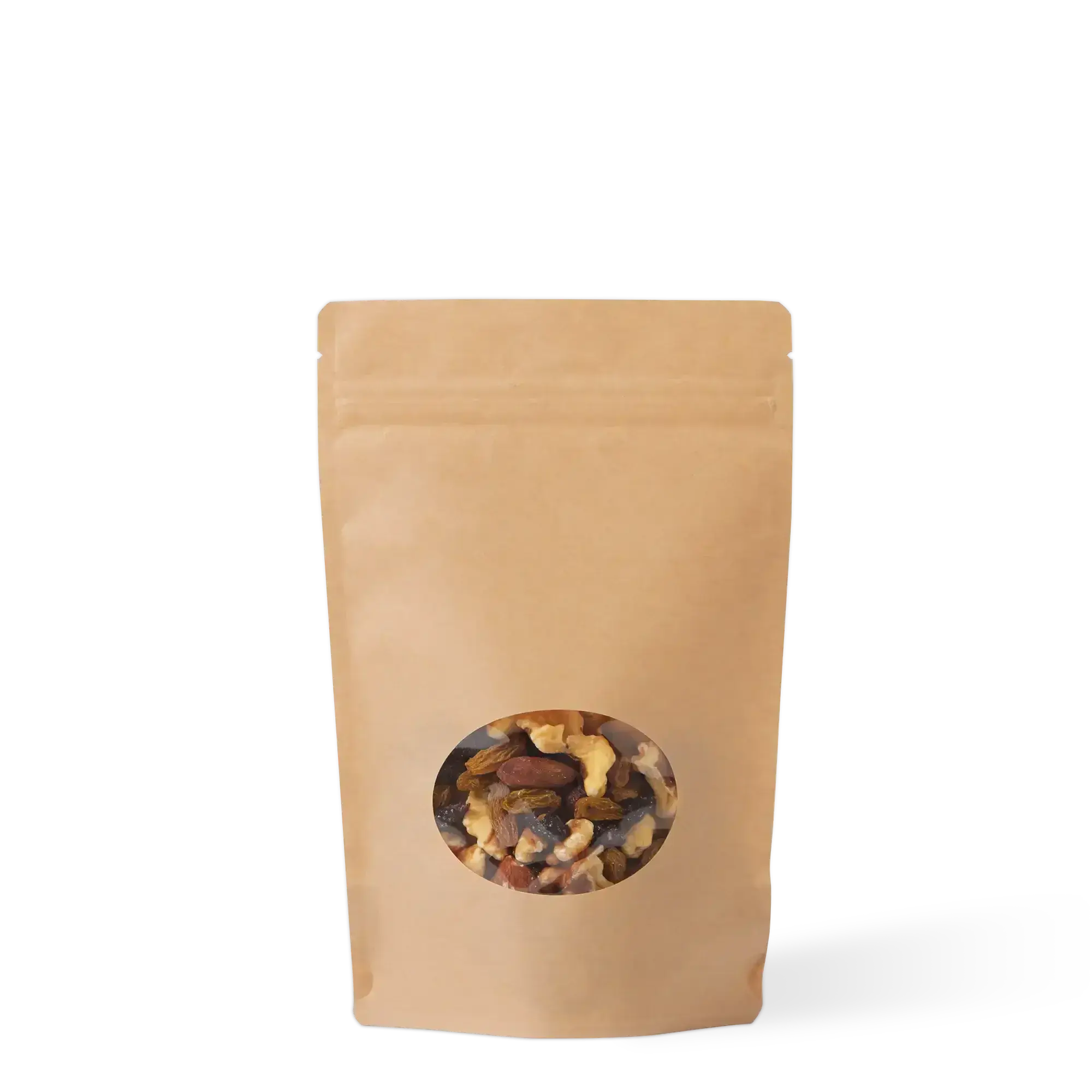 Kraft stand up pouches with window wholesale sale