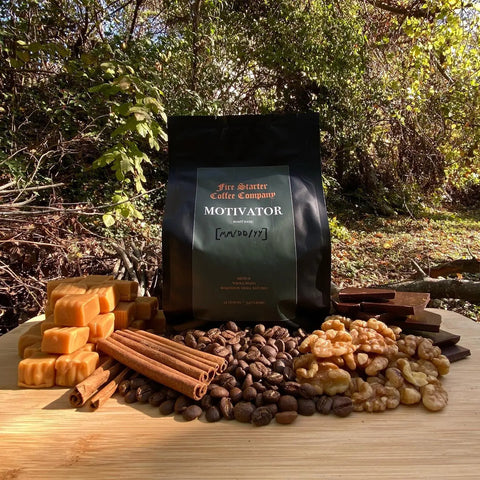 Fire Starter Coffee Company x Our 12 oz Black Block Bottom Pouch
