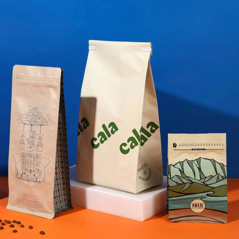 Custom Printed Block Bottom Coffee Pouch Standard